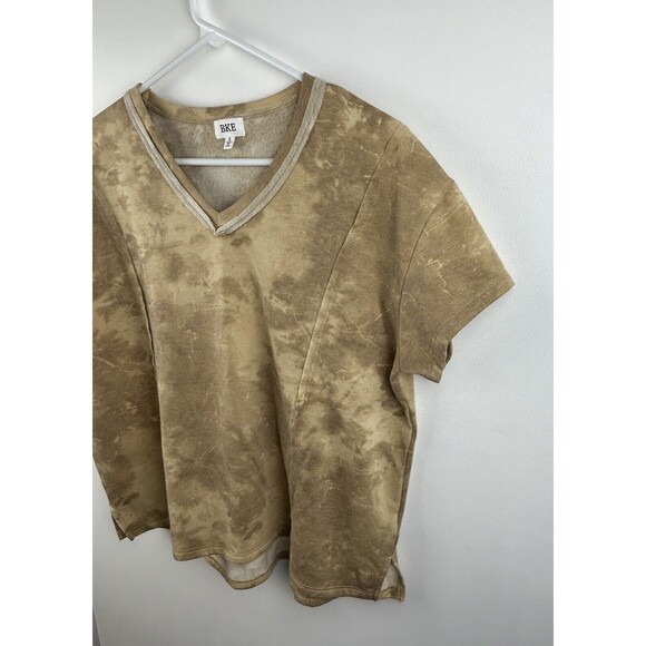 BKE Buckle Shirt Women's Size Small Beige/Tan Tie Dye Tee V-Neck Casual Boho - Picture 3 of 8